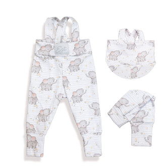 Rostoucí žebrované kalhoty s laclem Sloni; Barva: bílá; Velikost: 62 - 68