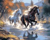 Diamantové malování - Dva koně v cvalu 30 x 40 cm