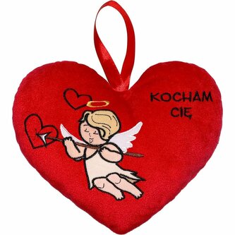 Poduszka serce 20cm z amorkiem 12495