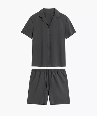 Piżama Atlantic BNMP-003 kr/r S-2XL męska rozpinana szary ciemny L