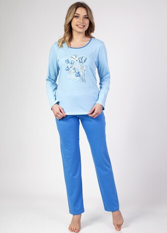 Piżama Regina 673 dł/r M-XL Z24/25 damska niebieski XL