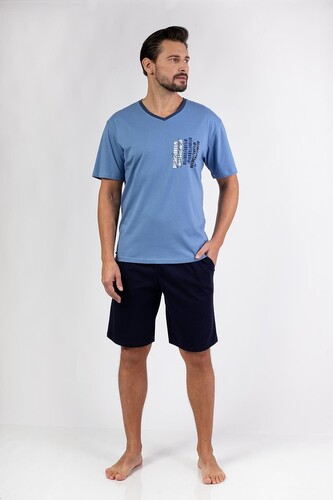 Piżama Regina 477 kr/r M-XL W25 męska niebieski M