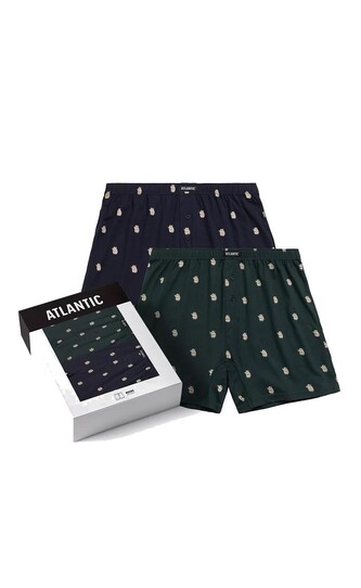 Bokserki Atlantic 2MBH-003 A'2 S-2XL granatowy-szmaragdowy XL