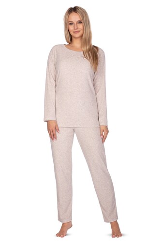 Piżama Regina 643 dł/r Frotte M-XL  damska beżowy XL