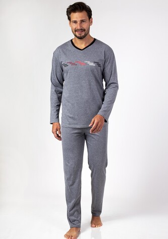 Piżama Regina 470 dł/r 2XL-3XL Z24/25 męska melanż ciemny XXL