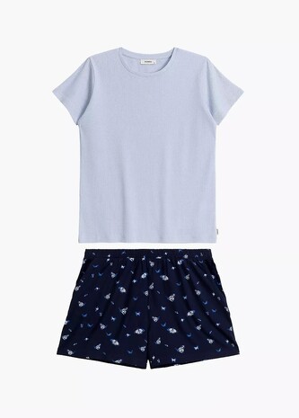 Piżama Atlantic NLP-490/01 kr/r S-XL niebieski-granatowy L