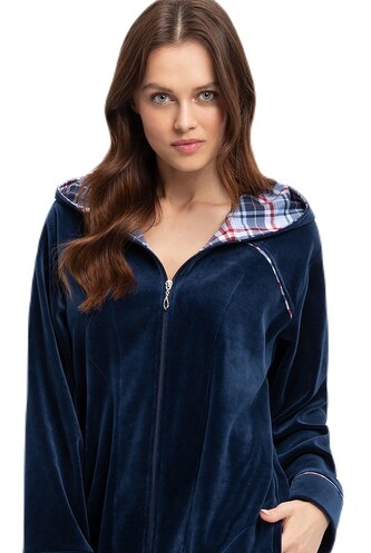 Szlafrok Luna 389 Velour M-2XL Z24 damski indygo L