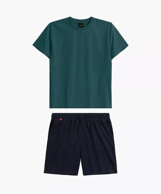 Piżama Atlantic NMP-379 kr/r S-2XL męska szmaragdowy-granatowy L