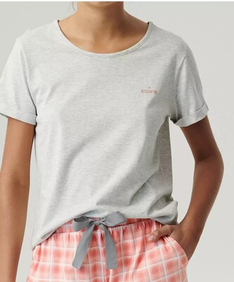 Piżama Atlantic NLP-497 kr/r S-2XL szary-różowy XL