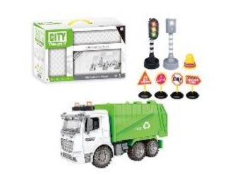 Śmieciarka z akcesoriami zielono-biała