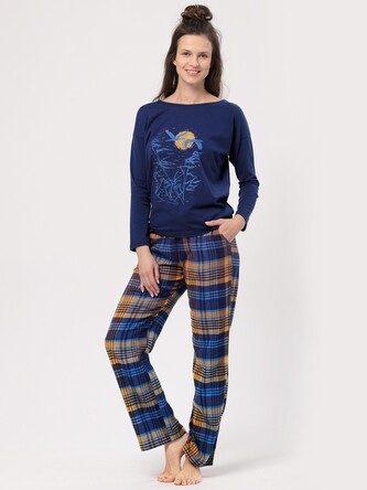 Piżama Key LNS 937 B24 Flanela dł/r S-XL damska granatowy M