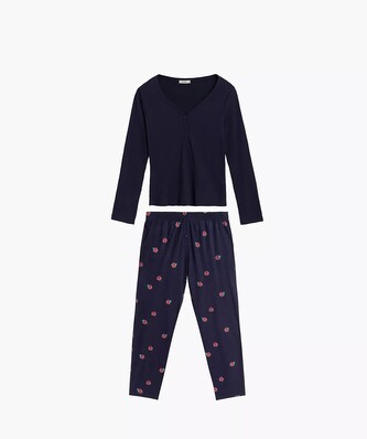 Piżama Atlantic NLP-482 dł/r S-2XL damska granatowy XL