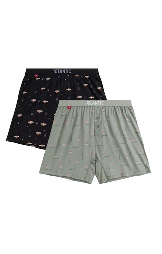 Bokserki Atlantic 2MBX-075 A'2 S-2XL czarny-zielony XXL