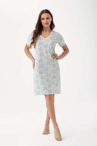 Koszula Luna 211 kr/r M-2XL W25 damska miętowy-kwiat XXL