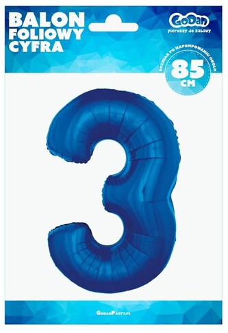 GD balónek fóliový 92cm "3" modrý