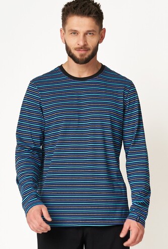 Piżama Key MNS 384 B24 dł/r M-2XL męska paski-czarny M