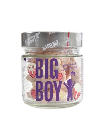 BigBoy - Jahoda se smetanou - jahodové plátky v bílé čokoládě se smetanou 60g
