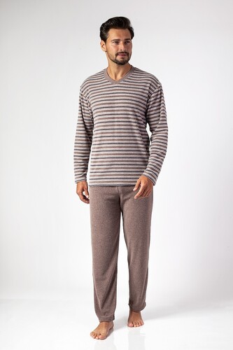 Piżama Regina 450 dł/r Frotte 2XL-3XL męska brązowy XXL