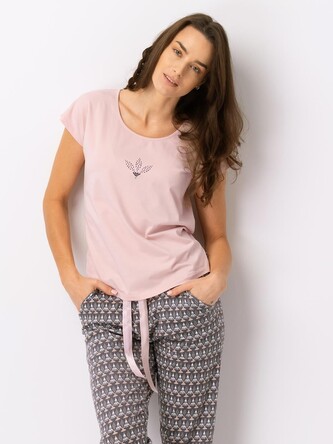 Piżama Key LNS 722 A25 kr/r S-XL pudrowy-mocca XL