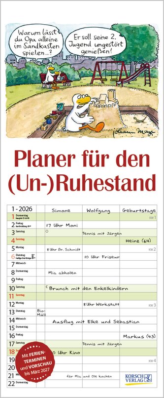 Planer für den (Un-)Ruhestand 2026