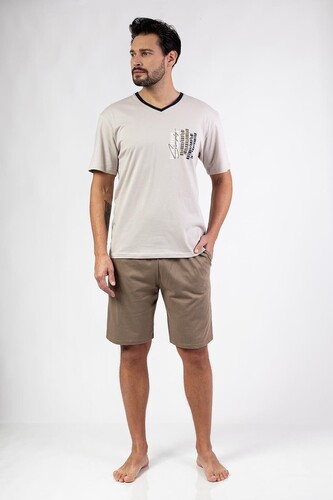 Piżama Regina 477 kr/r M-XL W25 męska beżowy XL