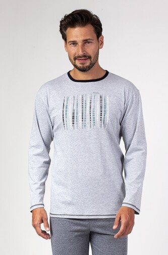 Piżama Regina 472/24 dł/r 2XL-3XL Z24/25 męska melanż jasny 3XL