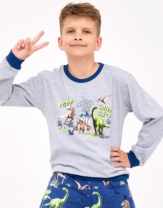 Piżama Cornette Young Boy 966/163 Dinosaur dł/r 134-164 niebieski 134-140
