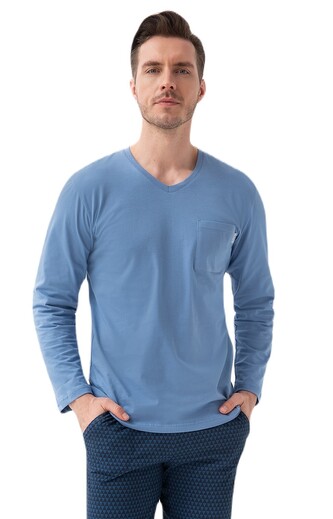 Piżama Luna 804 dł/r M-2XL Z24 męska niebieski M