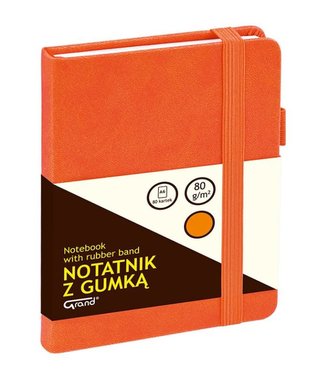 Notatnik A6/80K kratka z gumką pomarańczowy GRAND