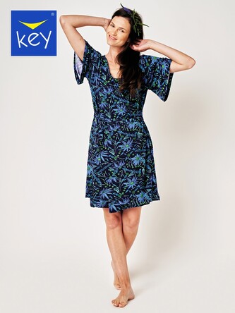 Koszula-narzutka Key LHD 538 A24 kr/r S-XL granatowy-kwiatki M