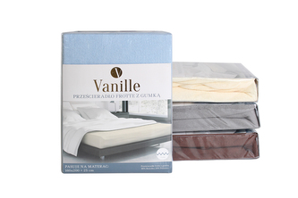 PRZEŚCIERADŁO VANILLE 220X200+25 BORDOWY FROTTE Z GUMKĄ 80% BAW.20% PL.