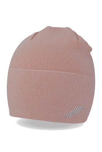 Czapka Noviti CZ083 Cekiny damska pudrowy róż 54-58 cm