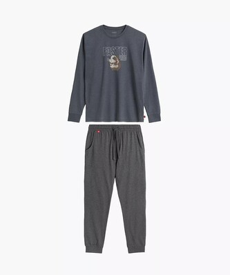 Piżama Atlantic NMP-376 dł/r S-2XL męska szary melanż XXL