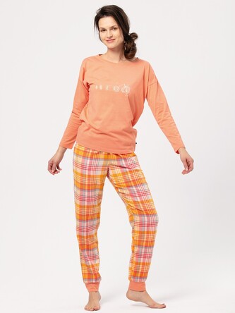 Piżama Key LNS 667 B24 Flanela dł/r S-XL damska morelowy S