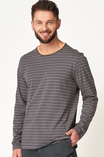 Piżama Key MNS 303 B24 dł/r M-2XL męska szary-paski M