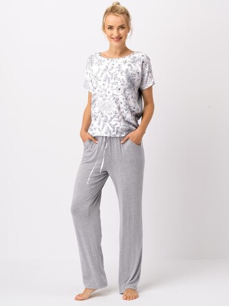 Piżama Key LNS 546 B25 Wiskoza kr/r S-XL biały-szary M