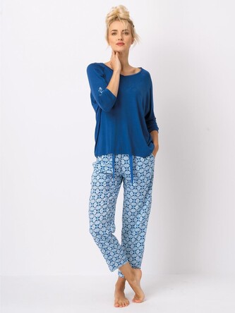 Piżama Key LNS 721 B25 Wiskoza 3/4 S-XL niebieski L