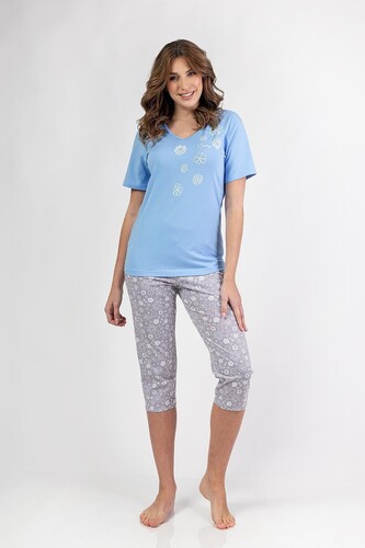 Piżama Regina 696 kr/r 2XL W25 damska niebieski XXL