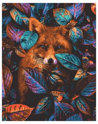 Malowanie po numerach - Lis w liściach 40x50cm