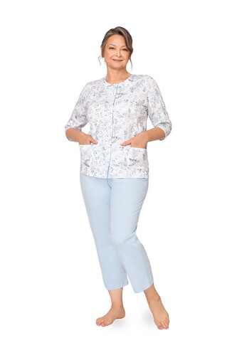 Piżama Martel Maria II 201 3/4 3XL-4XL damska rozpinana niebieski 3XL