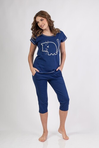 Piżama Regina 686 kr/r 2XL W25 damska granatowy XXL