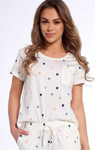 Piżama Cornette 675/307 Amy kr/r S-2XL damska ecru L