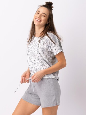 Piżama Key LNS 544 B25 Wiskoza kr/r S-XL biały-szary S