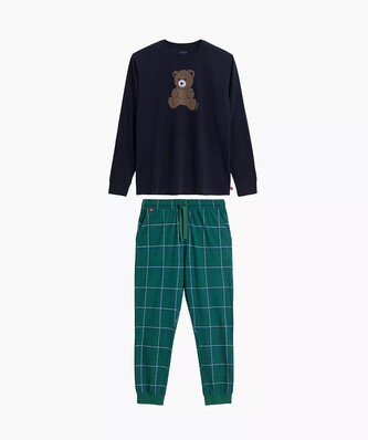 Piżama Atlantic NMP-377 dł/r S-2XL męska niebieski-zielony XXL