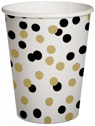 Kubki papierowe 0,25 l Confetti (gold-black), Paw