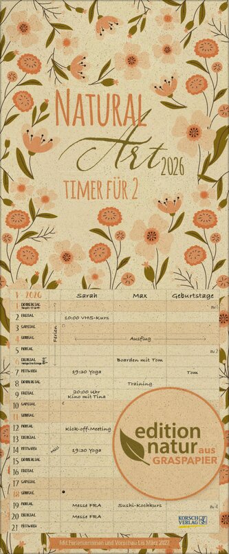 Natural Art Timer für 2 Graspapier 2026