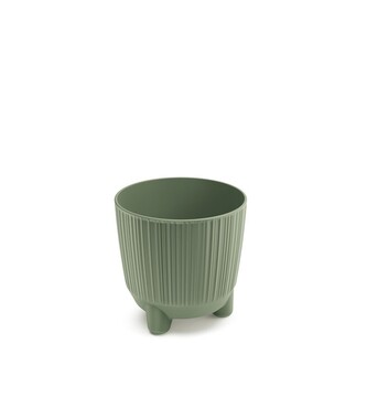 Plastový květináč RYFOS N s nožičkami zemitě zelený matný, varianta 12,6 cm