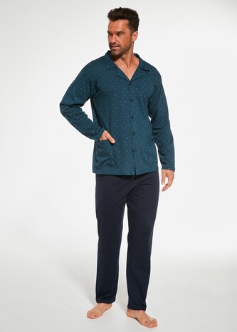 Piżama Cornette 114/64 dł/r S-2XL męka rozpinana jeans XXL