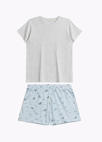 Piżama Atlantic NLP-490/02 kr/r S-XL szary-niebieski L