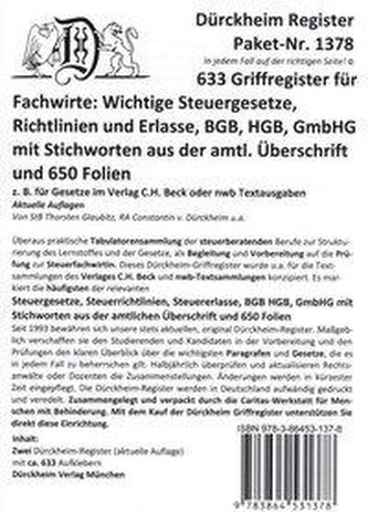 Sparpaket Steuerfachwirt: 633 Griffregister + 650 Folien